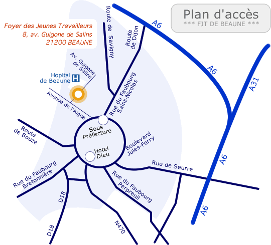 Plan d'accès au FJT de Beaune